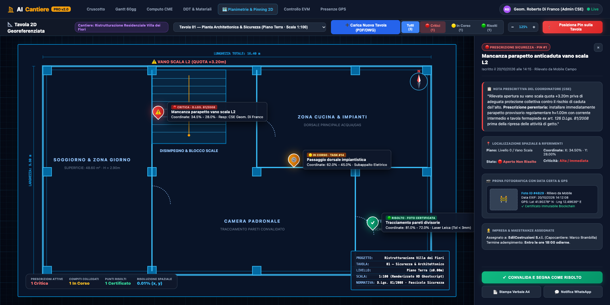 Planimetrie 2D e Pinning Sicurezza su AICantiere